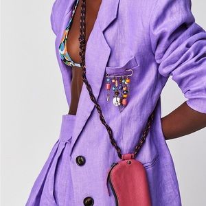 FREE PEOPLE Crossbody style, twisted rope cord strap, leather sunglass pouch.